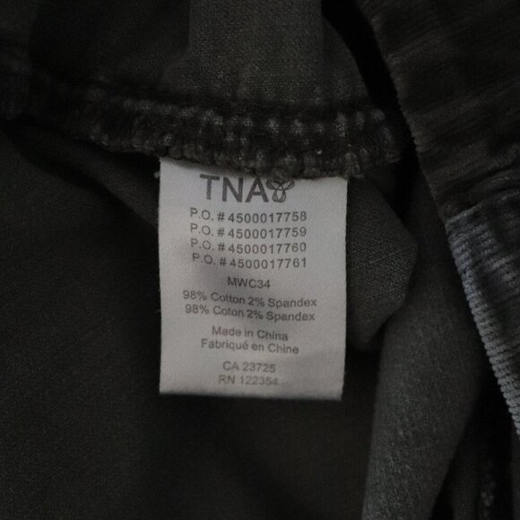 TNA Women's Green Sz M Straight Leg Corduroy Ribbed Stretch Pull On Pants - Picture 11 of 12